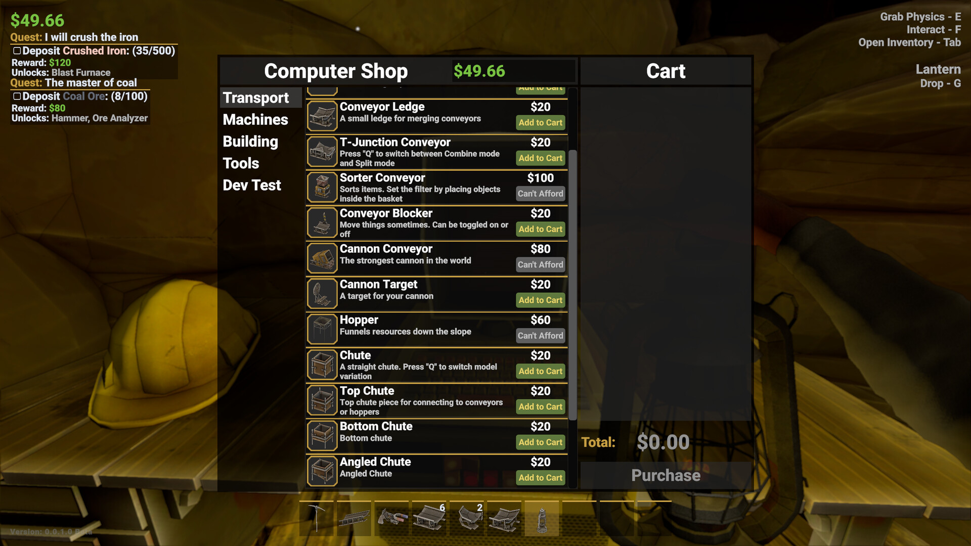 The in-game Computer Shop UI for buying machines